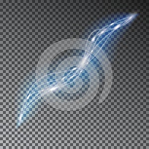 Blue line light effect. Abstract background with blurred magic neon light curved lines. Wave line l