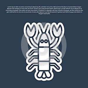 Blue line Lobster icon isolated on blue background. Vector.