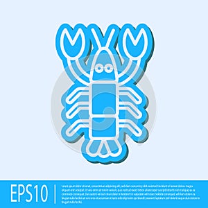 Blue line Lobster icon isolated on grey background. Vector.