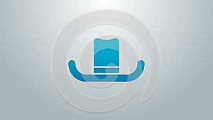 Blue line Man hat with ribbon icon isolated on grey background. 4K Video motion graphic animation