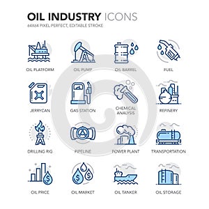 Blue Line Oil Industry Icons