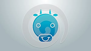 Blue line Ox zodiac sign icon isolated on grey background. Astrological horoscope collection. 4K Video motion graphic