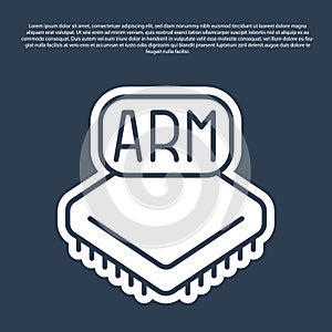 Blue line Processor icon isolated on blue background. CPU, central processing unit, microchip, microcircuit, computer