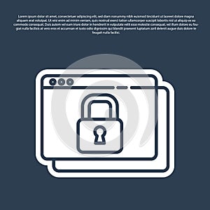 Blue line Secure your site with HTTPS, SSL icon isolated on blue background. Internet communication protocol. Vector