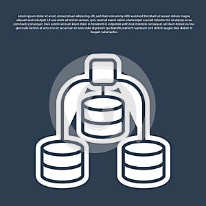 Blue line Server, Data, Web Hosting icon isolated on blue background. Vector