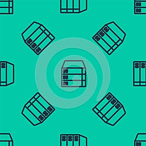 Blue line Server, Data, Web Hosting icon isolated seamless pattern on green background. Vector