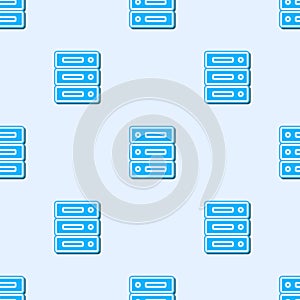 Blue line Server, Data, Web Hosting icon isolated seamless pattern on grey background. Vector Illustration