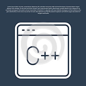 Blue line Software, web developer programming code icon isolated on blue background. Javascript computer script random