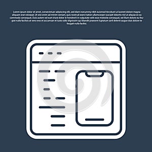 Blue line Software, web developer programming code icon isolated on blue background. Javascript computer script random