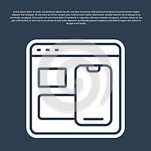 Blue line Software, web developer programming code icon isolated on blue background. Javascript computer script random