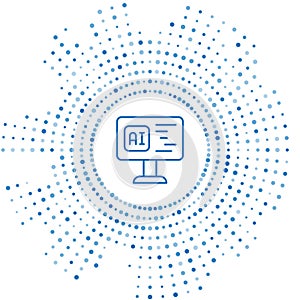 Blue line Software, web developer programming code icon isolated on white background. Javascript computer script random