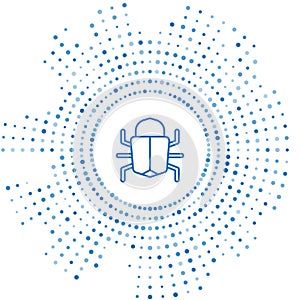 Blue line System bug concept icon isolated on white background. Code bug concept. Bug in the system. Bug searching