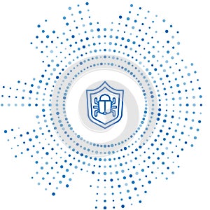 Blue line System bug concept icon isolated on white background. Code bug concept. Bug in the system. Bug searching