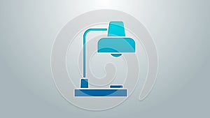 Blue line Table lamp icon isolated on grey background. Desk lamp. 4K Video motion graphic animation