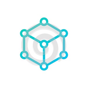 Blue linear blockchain technology modern icon design. Vector.