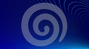 Blue lines in 3D perspective vector abstract background, dynamic linear minimal design, wave lied pattern in dimensional and