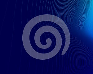 Blue lines in 3D perspective vector abstract background, dynamic linear minimal design, wave lied pattern in dimensional and