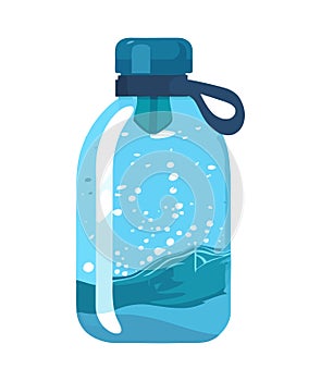 Blue liquid bottle symbolizes fresh drink