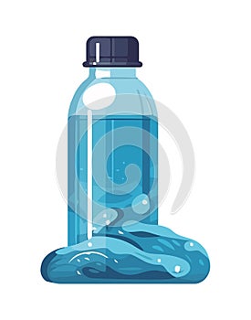 Blue liquid bottle vector illustration