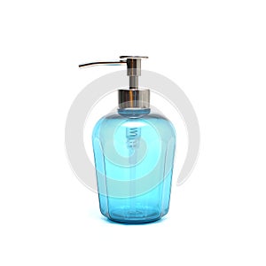 Blue liquid soap in plastic pump bottle