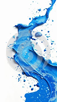 Blue Liquid Splashes Down White Surface
