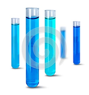 Blue liquid test tubes