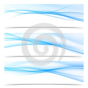 Blue liquid transparent smoke air line pattern banner collection