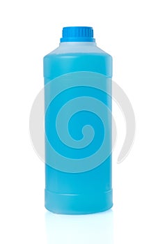 Blue liquid in trasparent plastic