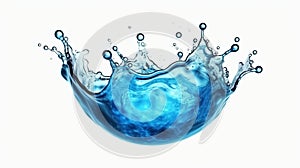 Blue liquid water splash isolated white background. Generative Ai