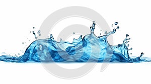 Blue liquid water splash isolated white background. Generative Ai