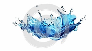 Blue liquid water splash isolated white background. Generative Ai