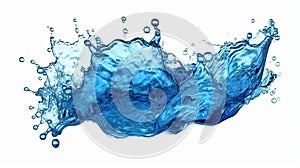 Blue liquid water splash isolated white background. Generative Ai