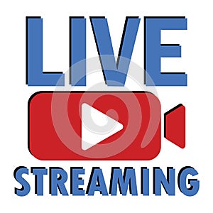 Blue live streaming. Online stream sign. Internet broadcast. Webinar vector template. Live webinar button. Stock image