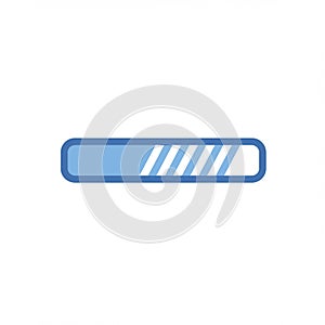 A blue loading bar icon with a rounded rectangular shape on a white background. The