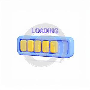 Blue loading bar with yellow segments on transparent background