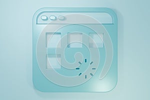 Blue Loading a data window with a progress bar icon isolated on blue background. Minimalism concept. 3D render