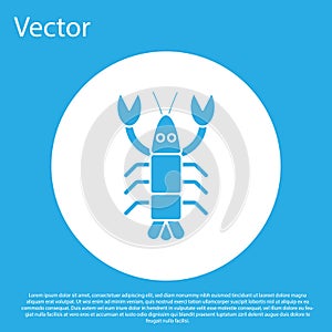 Blue Lobster icon isolated on blue background. White circle button. Vector.