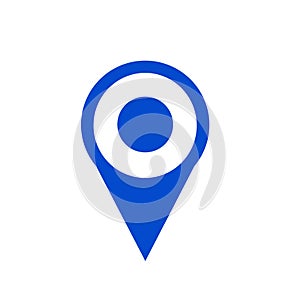 blue location icon map pin or map pointer sign icon isolated on white background