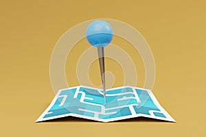 blue location pin mark on street map icon travel and navigation concept 3D Illustration