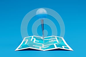 blue location pin mark on street map icon travel and navigation concept 3D Illustration