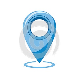 Blue location pointer for GPS navigation. Vector mapping element, point marker design for direction application