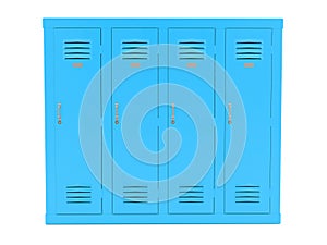 Blue lockers. Front view. 3d rendering illustration isolated