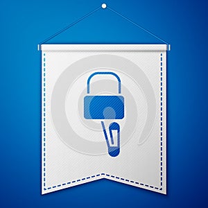 Blue Lockpicks or lock picks for lock picking icon isolated on blue background. White pennant template. Vector