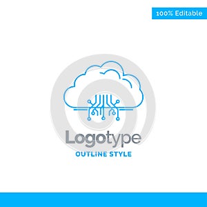 Blue Logo design for cloud, computing, data, hosting, network. B