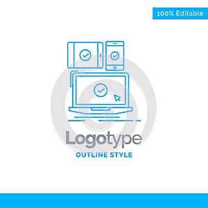 Blue Logo design for computer, devices, mobile, responsive, tech