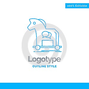 Blue Logo design for Cybercrime, horse, internet, trojan, virus