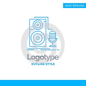 Blue Logo design for Live, mic, microphone, record, sound. Busin