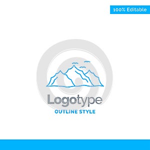 Blue Logo design for mountain, landscape, hill, nature, birds. B