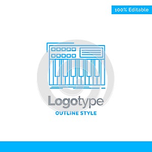 Blue Logo design for synth, keyboard, midi, synthesiser, synthes