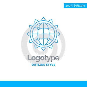 Blue Logo design for World, globe, SEO, business, optimization